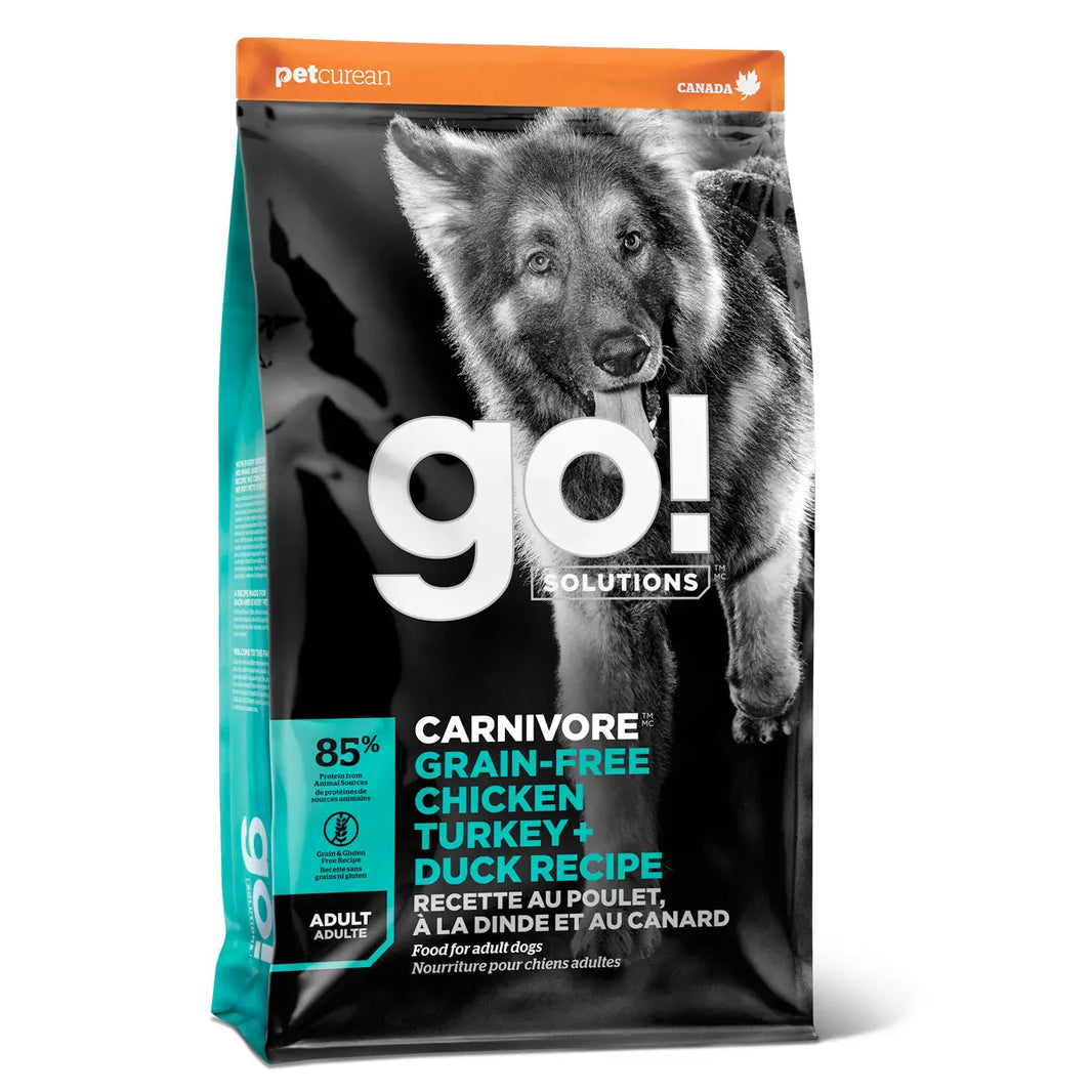 Go! Carnivore grain free chicken, turkey + duck adult recipefor dogs