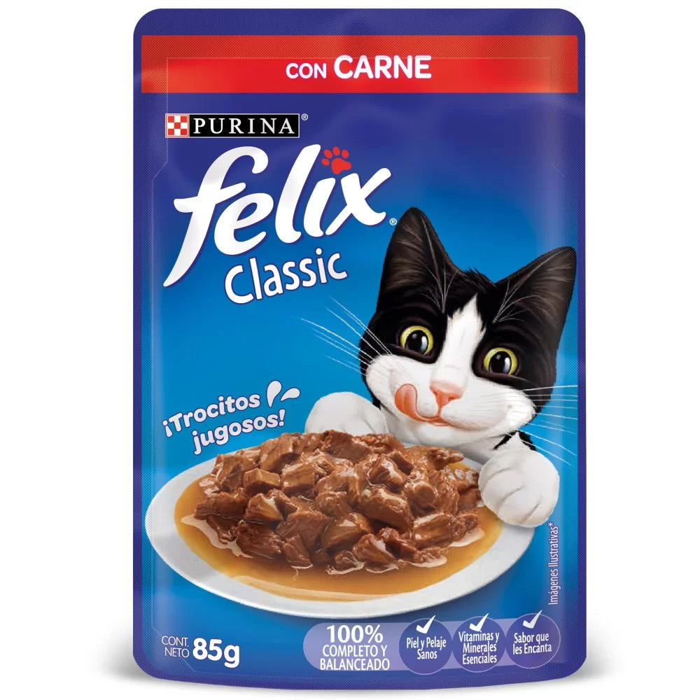 Alimento Húmedo Para Gatos Felix Carne En Salsa x 85 Gr
