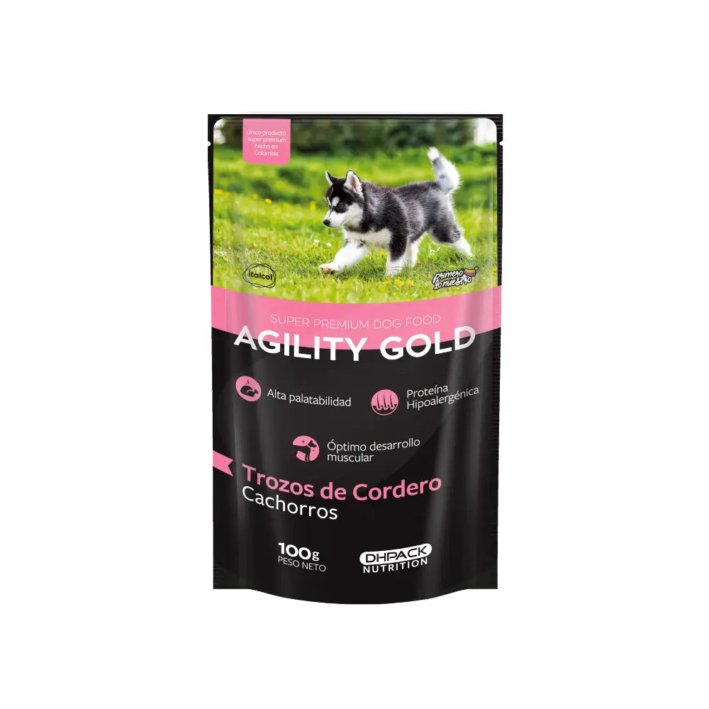Comida Humeda Para Perro Agility Gold Trozos Cordero Cachorro 100Gr