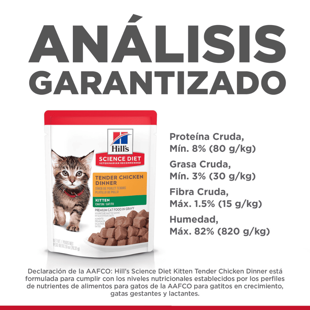 Hill's Sciende Diet Kitten alimento húmedo en pouch para gatito sabor pollo 79g