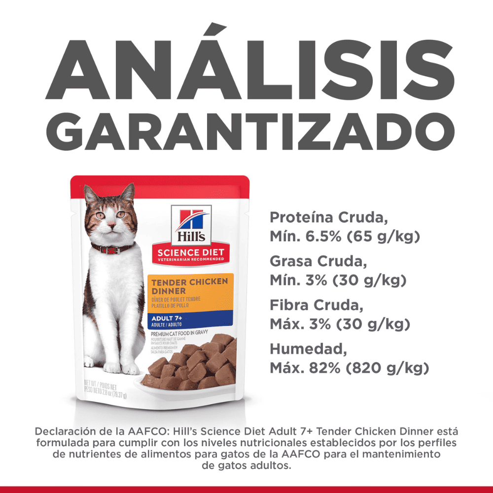 Hill's Science Diet Adult 7+ pouch alimento húmedo gato senior pollo 79g