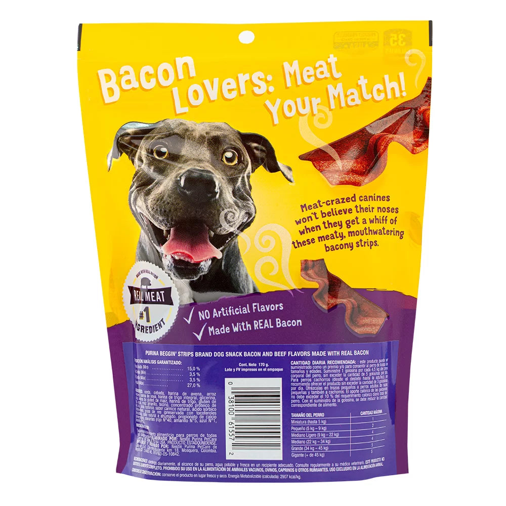 Snack Para Perro Beggin Tocineta Carne X 170Gr