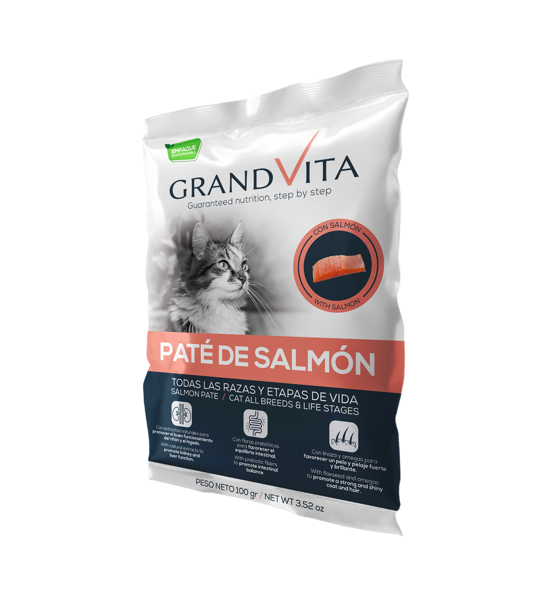 Comida Húmeda para gato Grand Vita paté Salmón 100 Gr