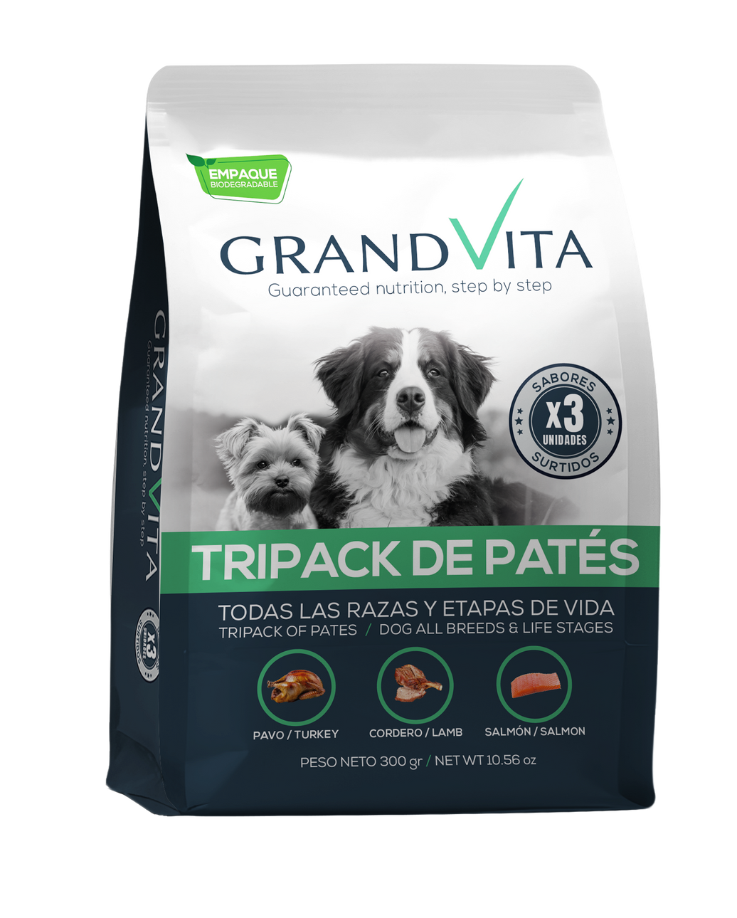 Grand vita alimento húmedo, paté perro tripack 300 gr