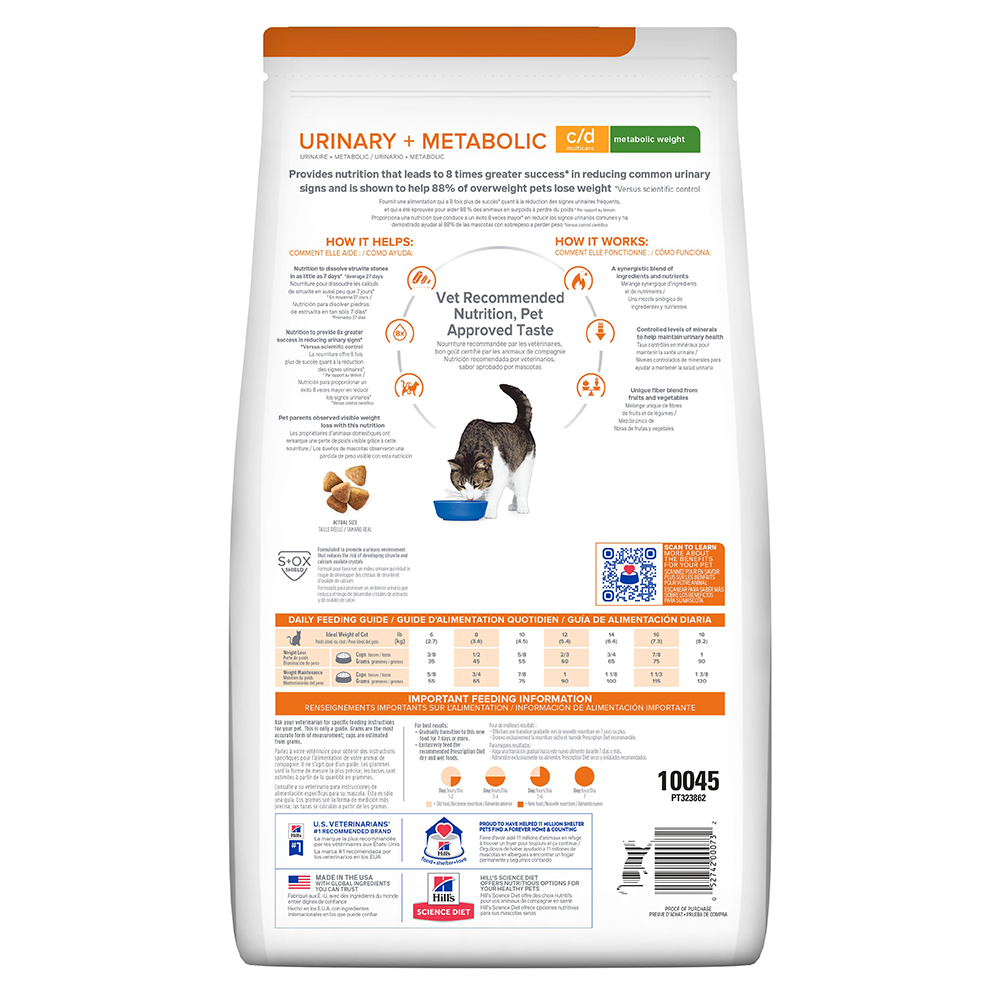 Hill's Prescription Diet Metabolic + Urinary Concentrado para gato Adulto 6,35 Lb (2,88Kg)