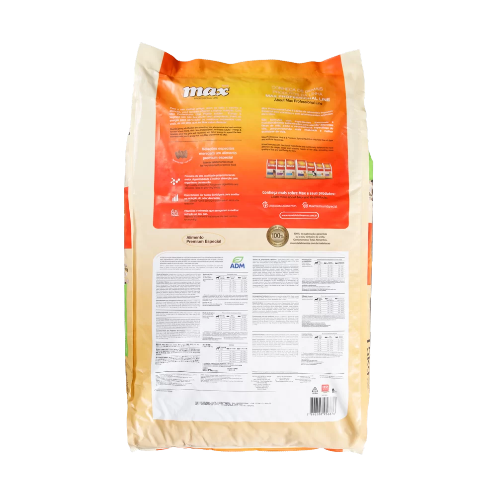 Comida para perro Max Vitality pollo y vegetales 15KG