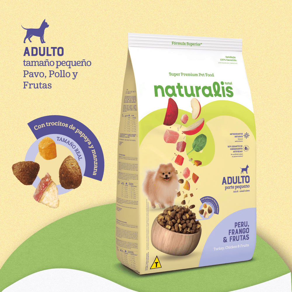 Comida para perro Naturalis Adulto Pollo, Pavo y Frutas raza pequeña