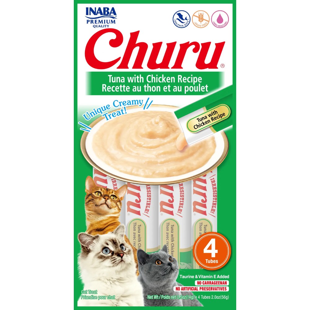 Inaba Cat Snack Churu 4 Piezas - Atun Con Pollo - 56 Gr