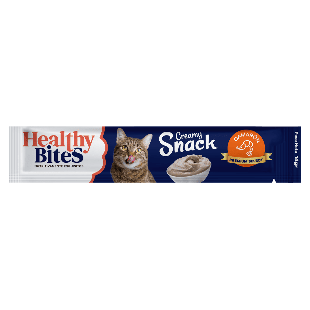 Snack Cremoso para Gato Healthy Bites sabor Camarón 56 gr sobre por 4 unidades