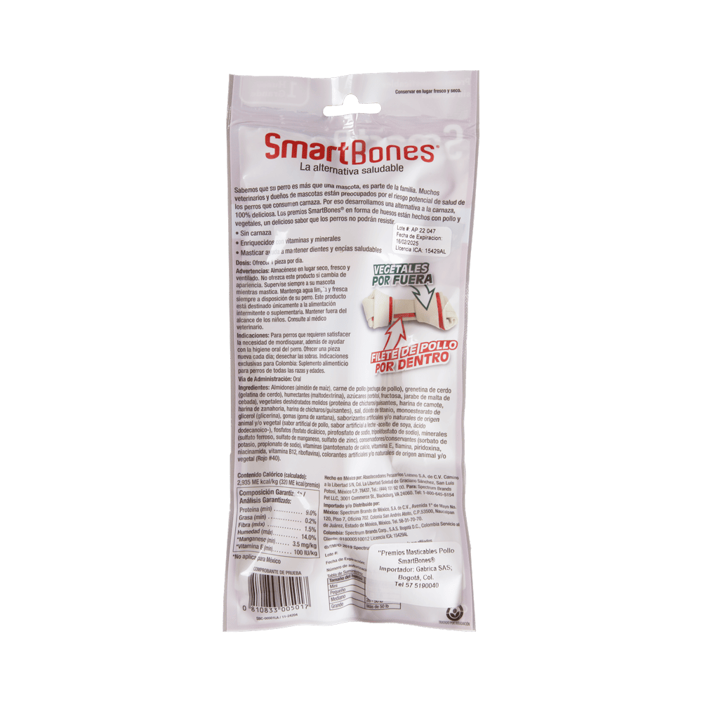 Snack para perros grandes Smartbones Pollo Paquete 1 Und