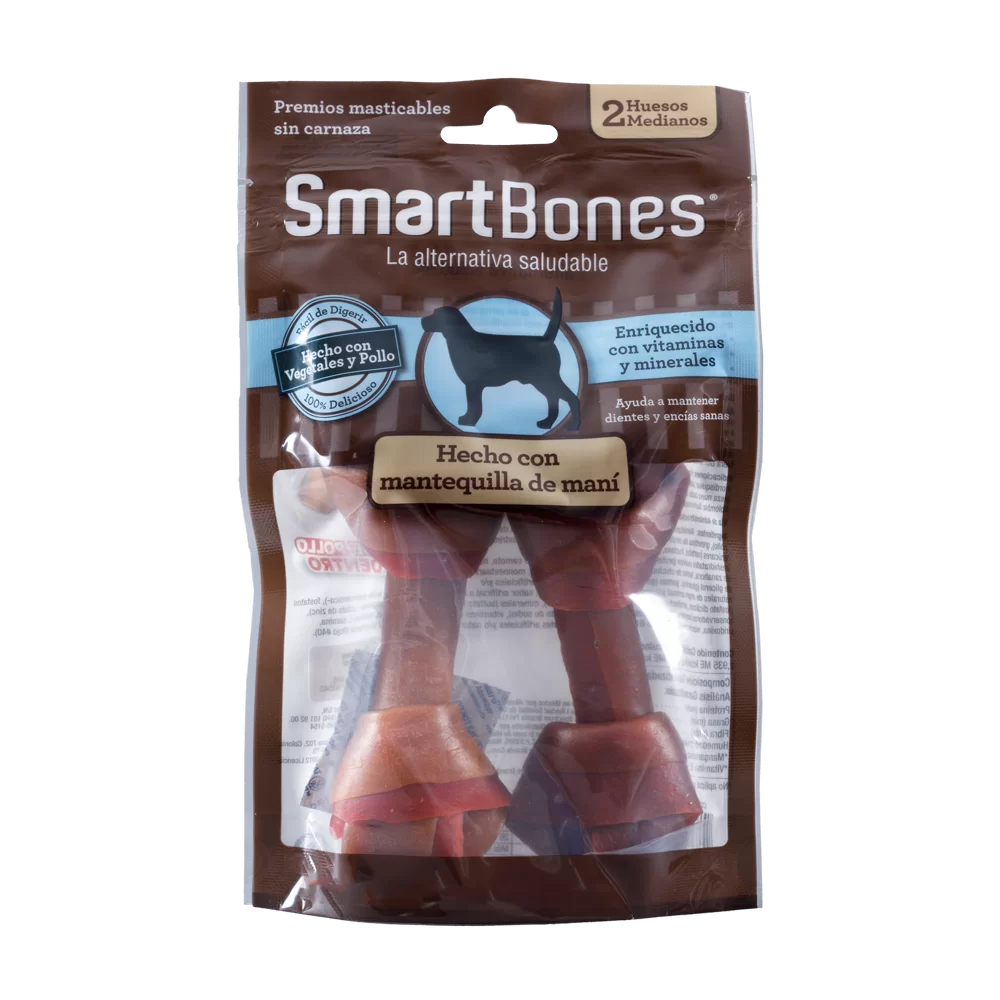 Snack para perros medianos Smartbones Mantequilla de Mani Paquete 2 Und