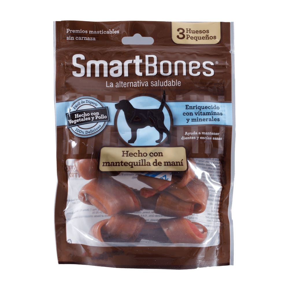 Snack para perros pequeños Smartbones Mantequilla de Mani Paquete 3 Und