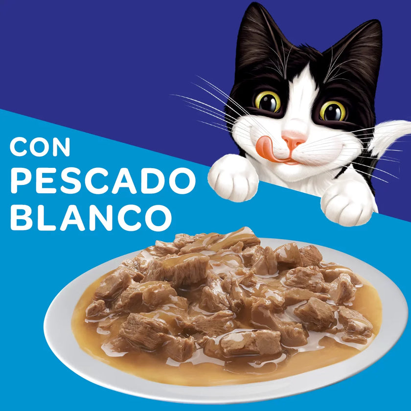 Comida Humeda Para Gatos Felix Pescado Blanco En Salsa x 85 Gr