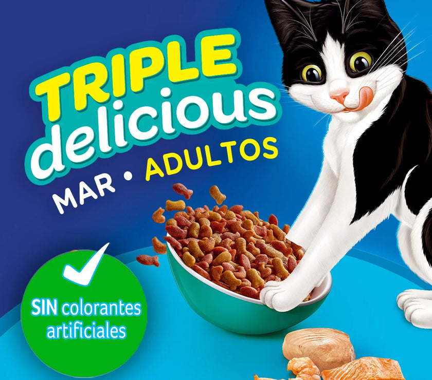Alimento Para Gatos Purina Felix Adulto Triple Delicious Mar x 1.5 Kg