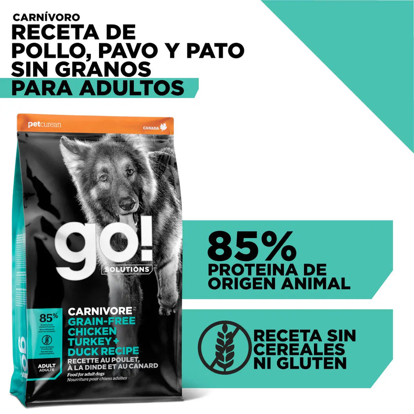 Go! Carnivore grain free chicken, turkey + duck adult recipefor dogs