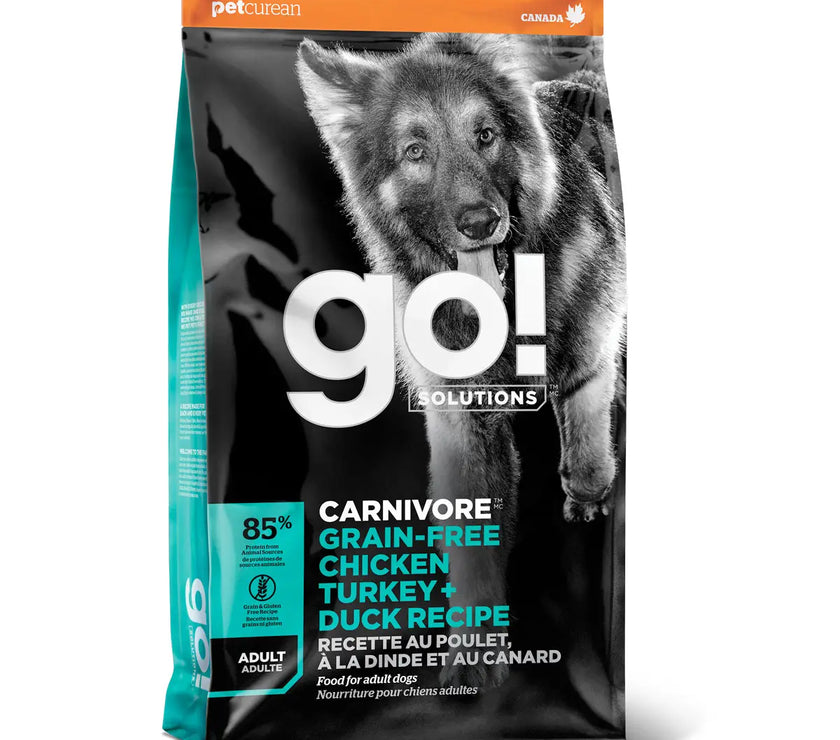Go! Carnivore grain free chicken, turkey + duck adult recipefor dogs
