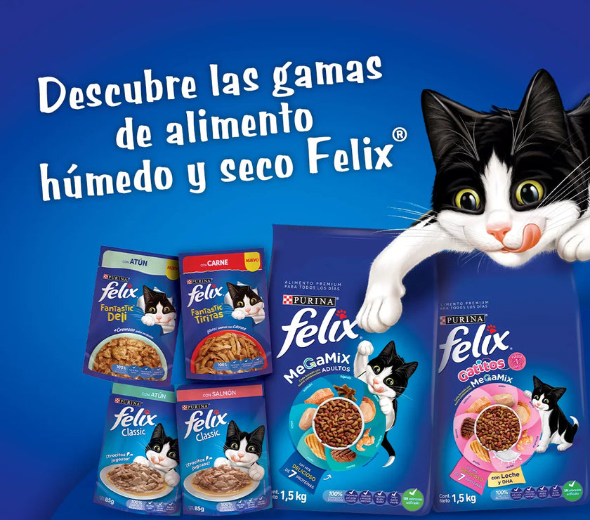 Alimento Para Gatos Purina Felix Adulto Triple Delicious Mar x 1.5 Kg