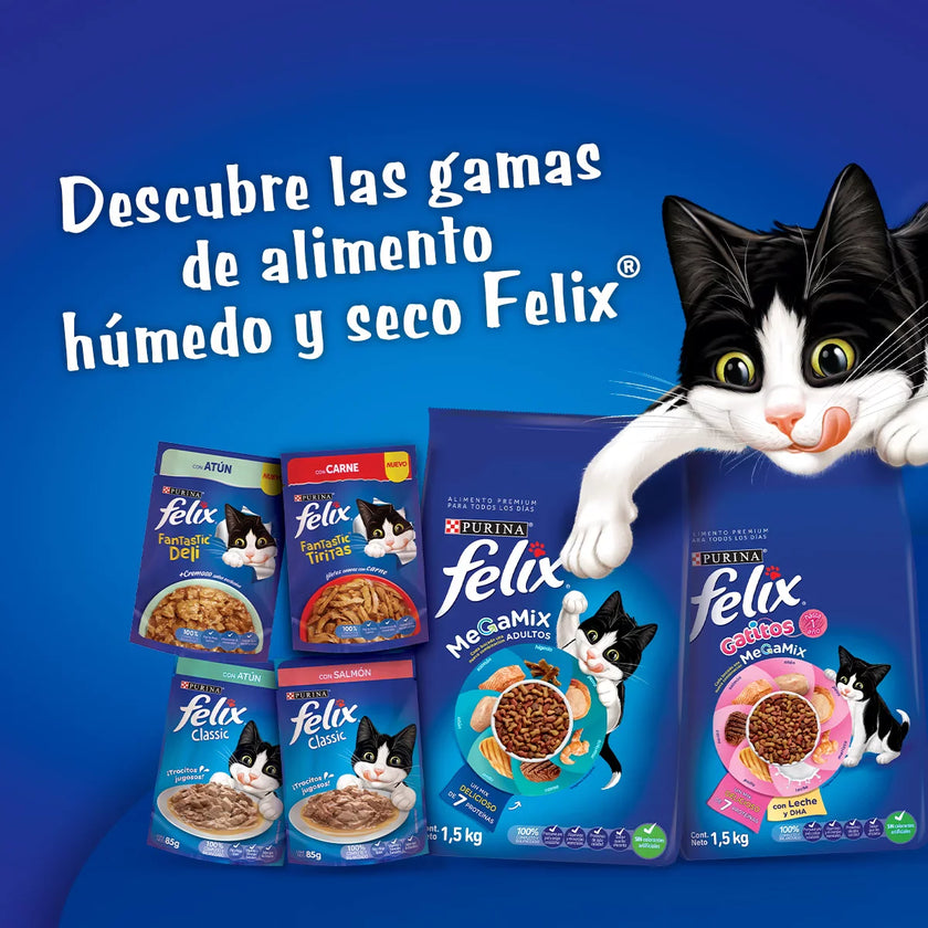 Alimento Para Gatos Purina Felix Adulto Triple Delicious Mar x 1.5 Kg