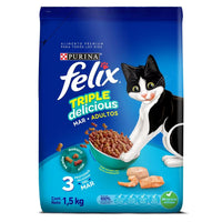 Alimento Para Gatos Purina Felix Adulto Triple Delicious Mar x 1.5 Kg