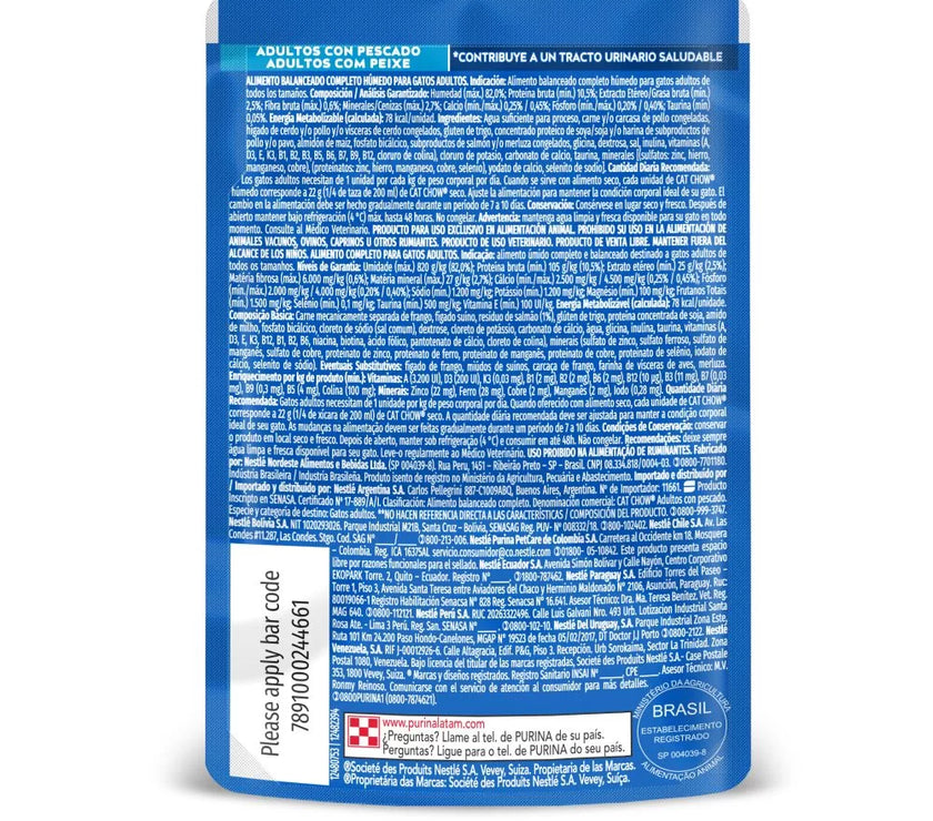 Alimento Húmedo Para Gatos Cat Chow Adulto Pescado x 85 Gr