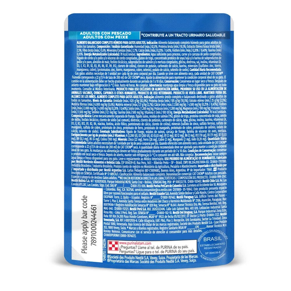 Alimento Húmedo Para Gatos Cat Chow Adulto Pescado x 85 Gr