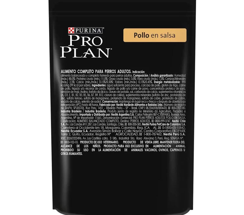 Alimento Humedo Purina Pro Plan Perros Adultos Pollo x 100Gr