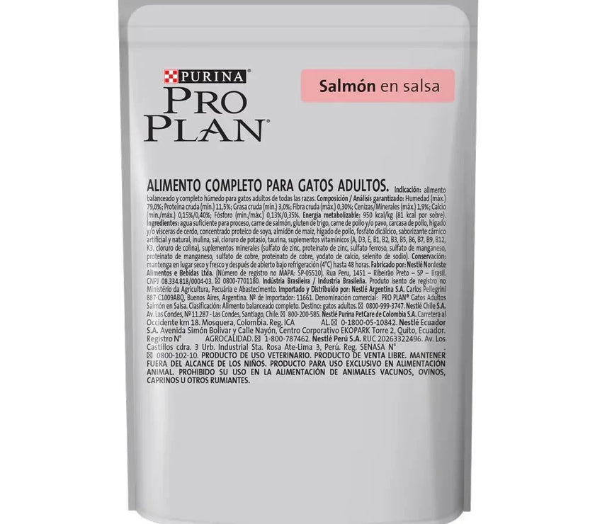 Alimento Humedo Para Gatos Sabor A Salmón  Purina Pro Plan x 85 Gr