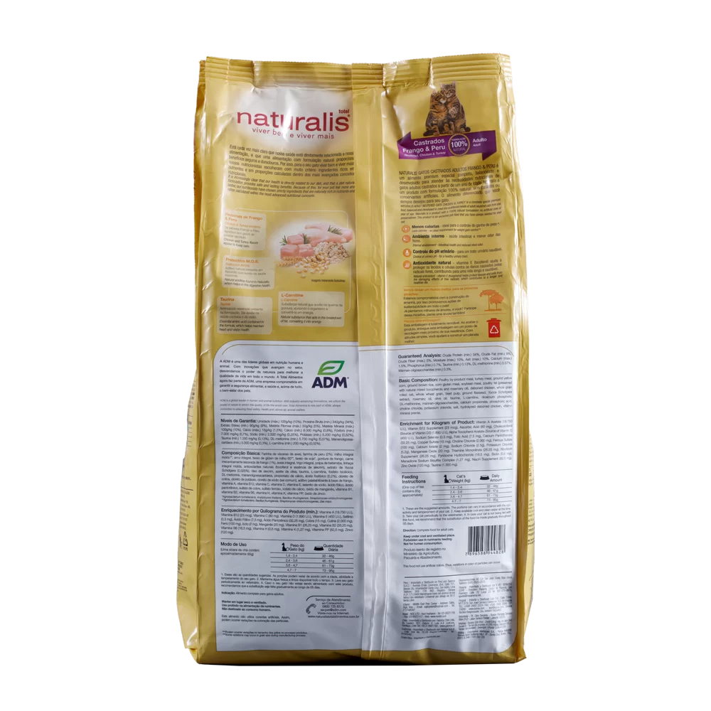Comida Para Gato Naturalis Adulto Castrado Pollo Pavo Y Frutas 3Kg