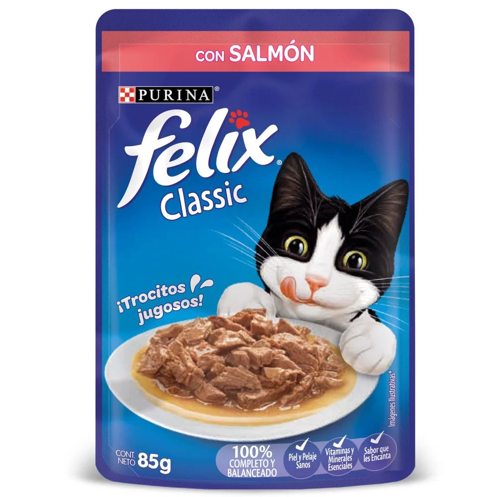 Alimento Húmedo Para Gatos Felix Salmón En Salsa x 85 Gr