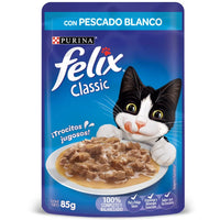 Comida Humeda Para Gatos Felix Pescado Blanco En Salsa x 85 Gr