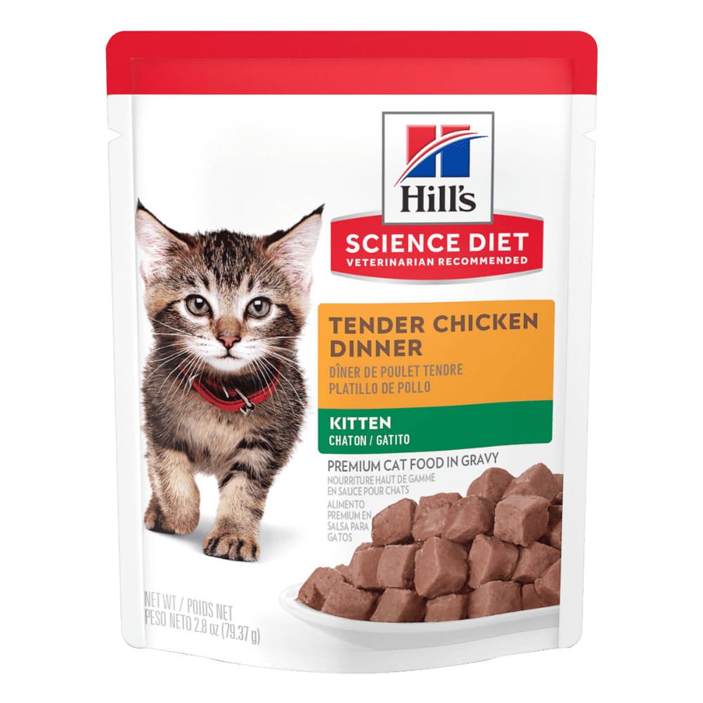 Hill's Sciende Diet Kitten alimento húmedo en pouch para gatito sabor pollo 79g