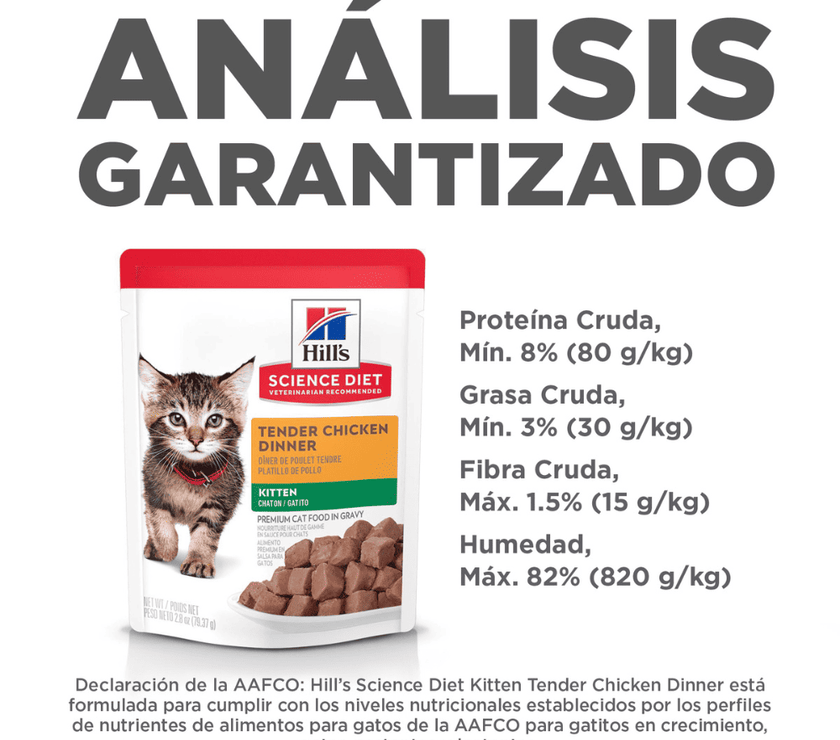 Hill's Sciende Diet Kitten alimento húmedo en pouch para gatito sabor pollo 79g