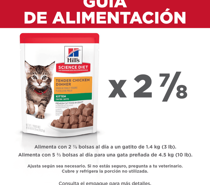 Hill's Sciende Diet Kitten alimento húmedo en pouch para gatito sabor pollo 79g