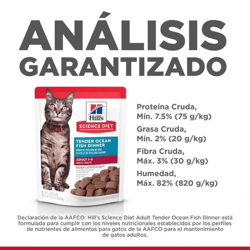 Hill's Science Diet alimento húmedo en pouch para gato adulto sabor pescado 79g