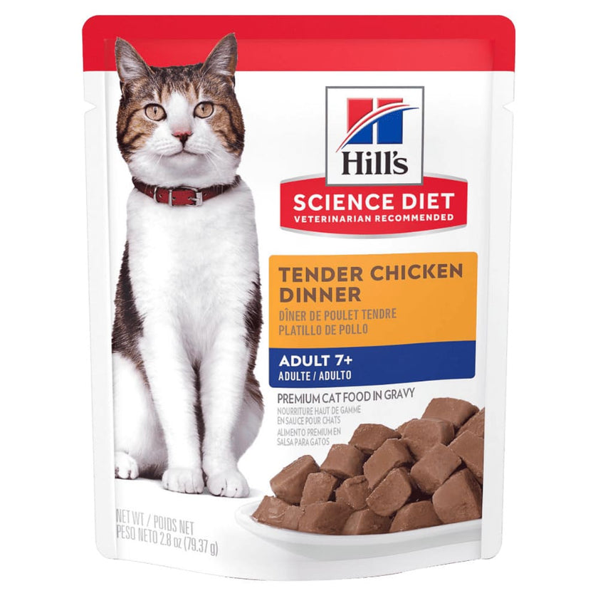 Hill's Science Diet Adult 7+ pouch alimento húmedo gato senior pollo 79g