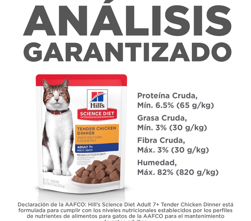 Hill's Science Diet Adult 7+ pouch alimento húmedo gato senior pollo 79g