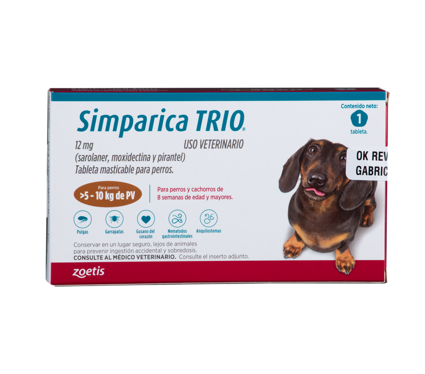 Desparasitante Interno Y Externo Para Perro Simparica Trio x1 Tableta
