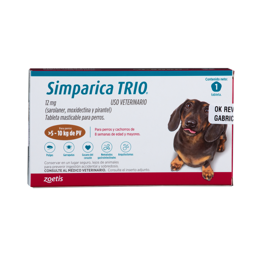 Desparasitante Interno Y Externo Para Perro Simparica Trio x1 Tableta