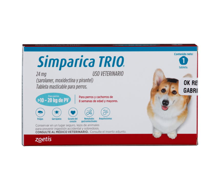 Desparasitante Interno Y Externo Para Perro Simparica Trio x1 Tableta