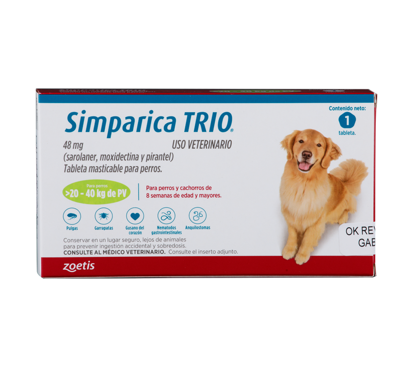 Desparasitante Interno Y Externo Para Perro Simparica Trio x1 Tableta