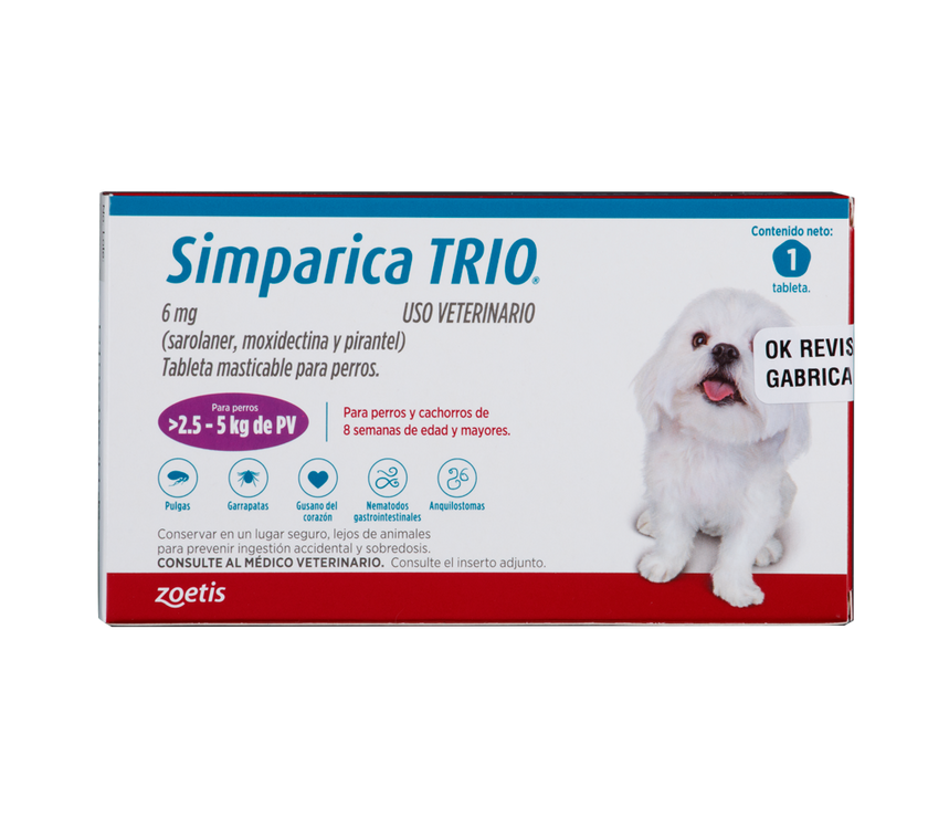 Desparasitante Interno Y Externo Para Perro Simparica Trio x1 Tableta