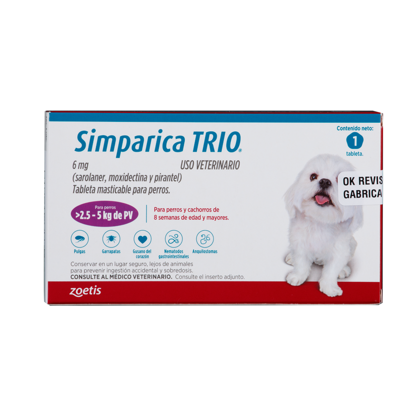 Desparasitante Interno Y Externo Para Perro Simparica Trio x1 Tableta