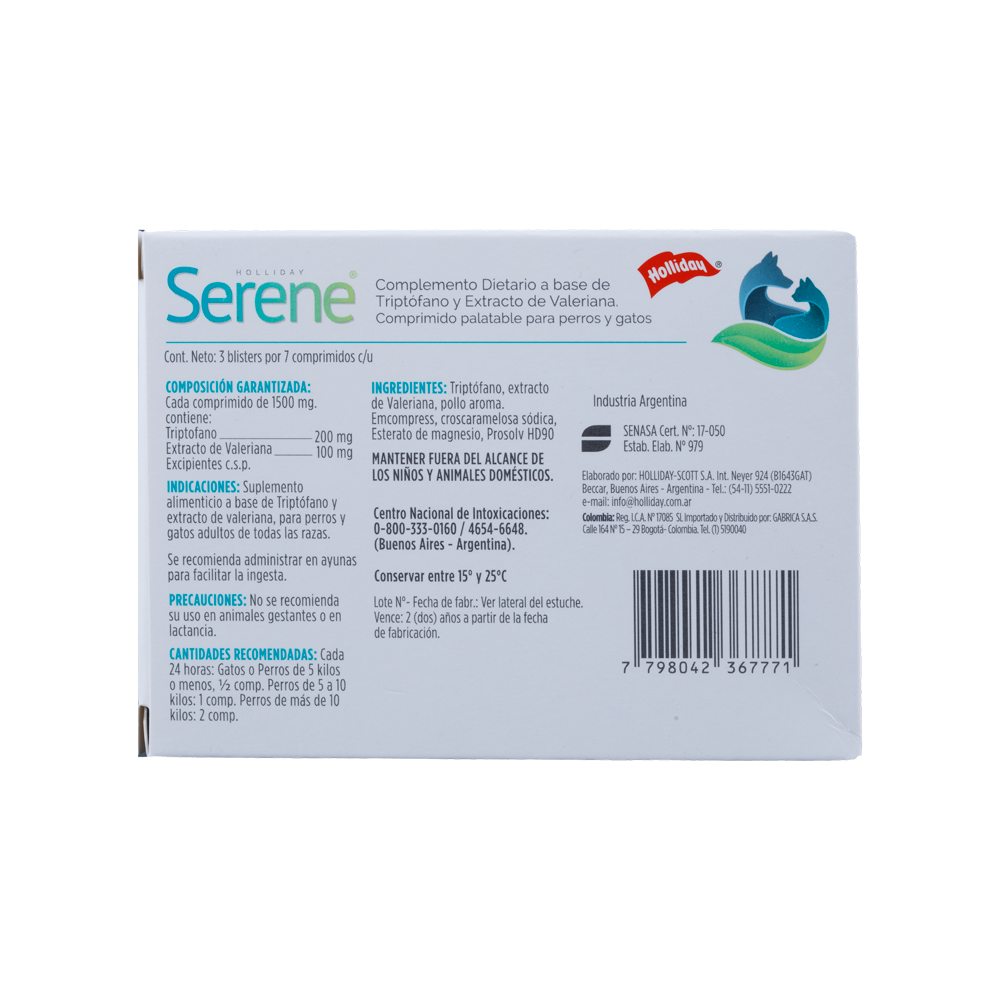 Biomodulador Serene para Perros y Gatos  21 comprimidos