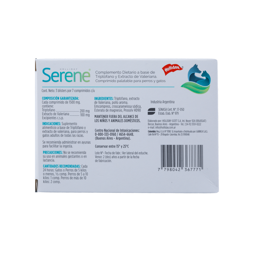 Biomodulador Serene para Perros y Gatos  21 comprimidos