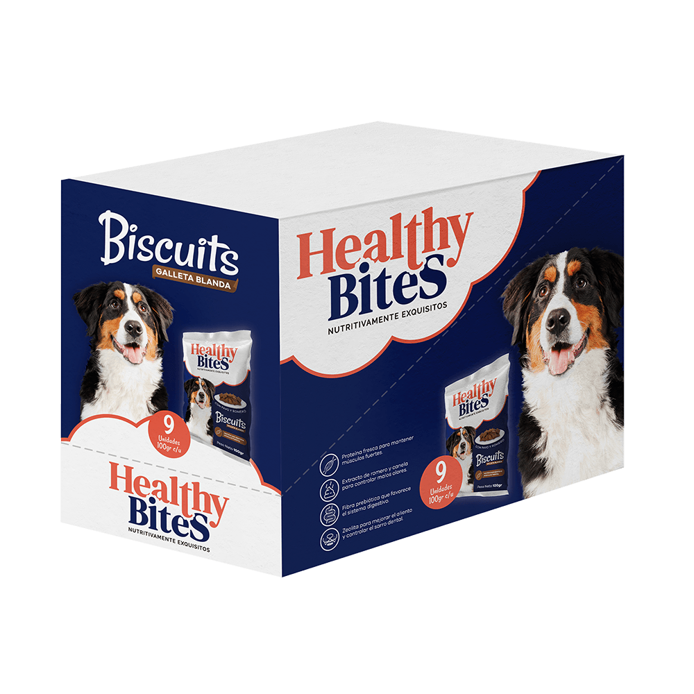 Snacks para perro Healthy Bites Biscuits por 100 gr