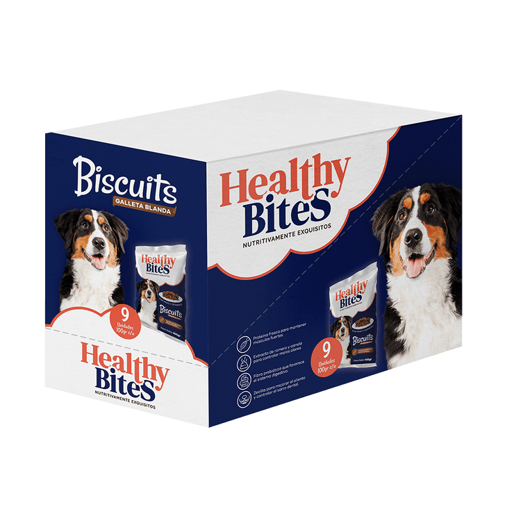 Snacks para perro Healthy Bites Biscuits por 100 gr