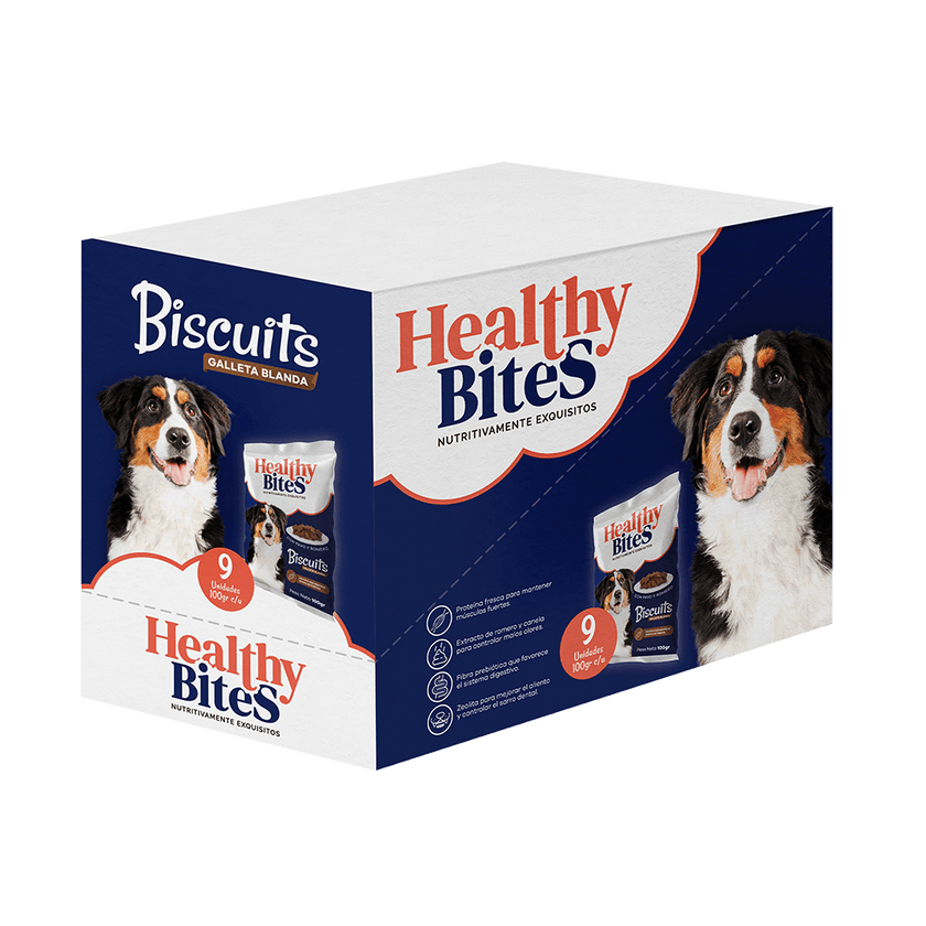 Snacks para perro Healthy Bites Biscuits por 100 gr