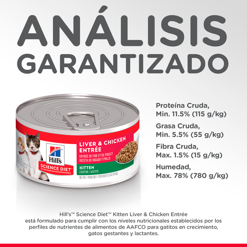 Hill's Science Diet Kitten alimento húmedo en para gatitos Liver y Chicken 5,5 Oz (156g)