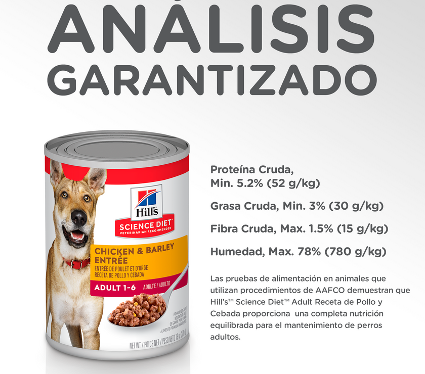 Hill's Science Diet Adult alimento húmedo para perro adulto sabor pollo 13 Oz (369g)