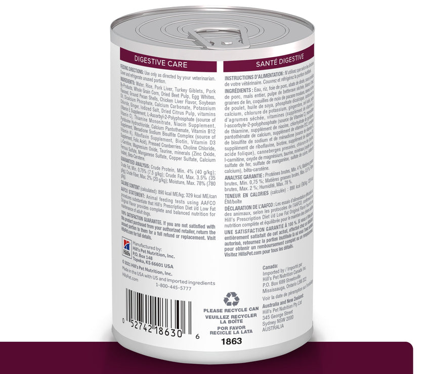 Hill's Prescription diet i/d Alimento húmedo bajo en grasas para perro Cuidado Digestivo 13 Oz (369g)